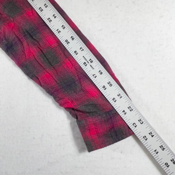 American Eagle Outfitters Button Flannel Shirt Woman S Boyfriend Fit Pink Black - Picture 6 of 15